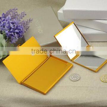 Aluminum square makeup mirror and aluminum business card holder gift set packing /wedding gift sets