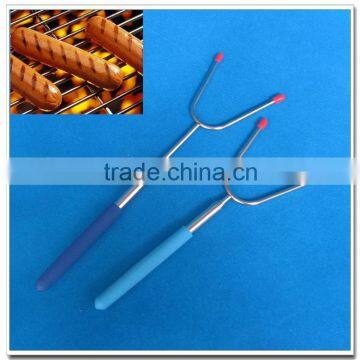 Camping hot dog stick extendable telescopic BBQ fork