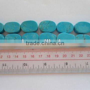 Wholesale Blue Turquoise Oval Beads Double Flat Jewelry Beads