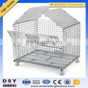 electro zinc foldable warehouse metal storage cage with wheels