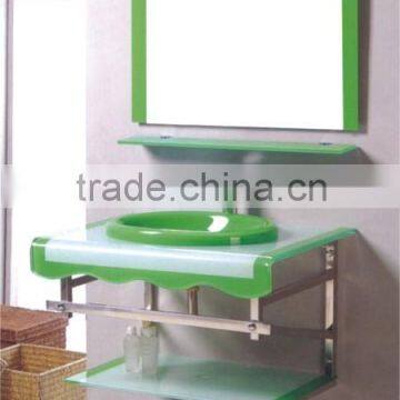 glass sink/cabinet with glass sink/coloured tempered glass bathroom sink