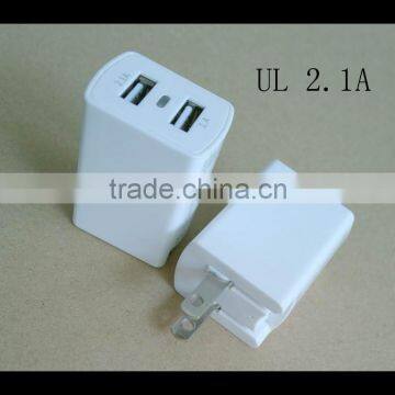 US dual USB port WALL charger /5V 2.1A /UL apprival