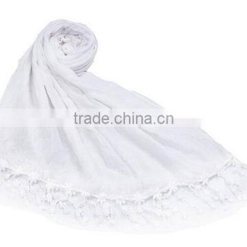 New Model Elegant Plain Lace Trim Scarf/ photo-3