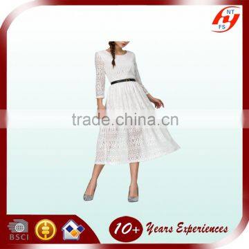 Stylish New Products OEM Bottom Price Unique Casual Lace Crochet Long Sleeve Sweet And Modern Girls Dress