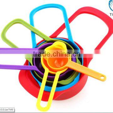 NEW 6pcs COLOURFUL Eco-Friendly PLASTIC MEASURING SPOONS & CUPS RAINBOW MULTI COLOURED FLAT photo-5