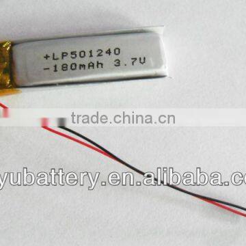 3.7V li-polymer battery 501240 for bluetooth, small li-po battery