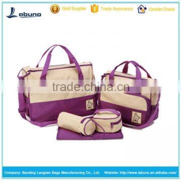 Large Capacity Cute Diaper Bags With Changing Pad 5 Pieces Set Best Quality Choice photo-5
