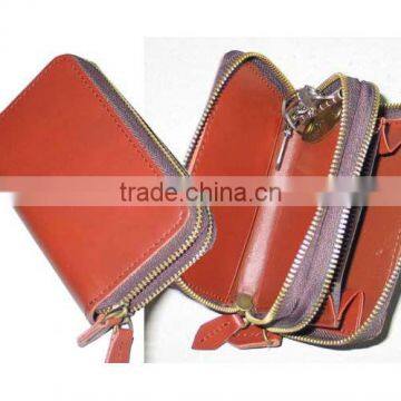 Clutch Zip leather key purses with key chain for women