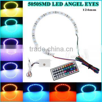 Multicolor changing angel eyes halo rings 124mm 24smd rgb angel eyes universal 5050 chip