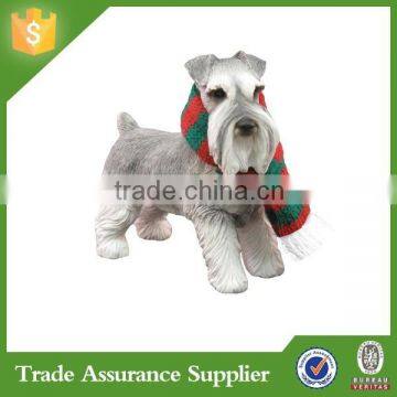 Sandicast Gray Schnauzer With Red And Green Scarf Christmas Dog Ornament