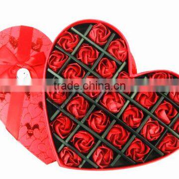 2016 customized various color heart shaped cardboard candy chocolate box with ribbon