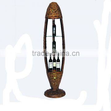 Floor-standing 3 Tier Antique Wine Display Shelf with LED light