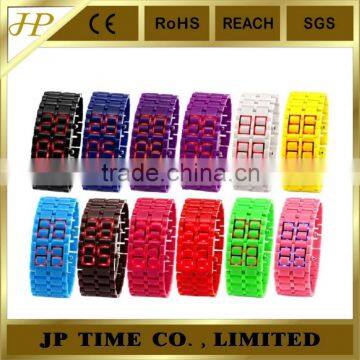 Digital led watch plastic iron samurai led watch red blue light led watch parts digits watches