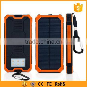 High Capacity Waterproof Solar Power Bank Charger 12000mah With Led Light