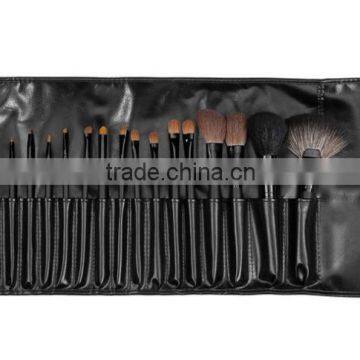 professional quality natural hair makeup brush set, black 18 pcs cosmetic brushes tool