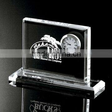 Laser Etched Crystal Clock Award Gift for Corporate Souvenirs