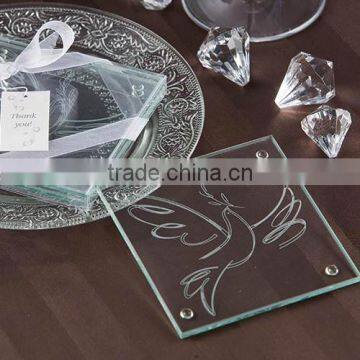 "The bird of peace" theme square glass table coster