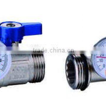 Brass straight radiator valve with thermometer for heating system M/M ART.030230