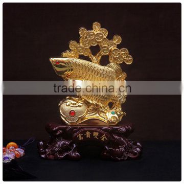 24k Golden color Chinese Luckly fengshui fish ,fish statue