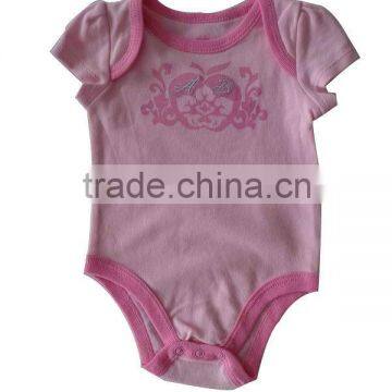 2013 pink summer rompers baby clothing with cute glitter printing