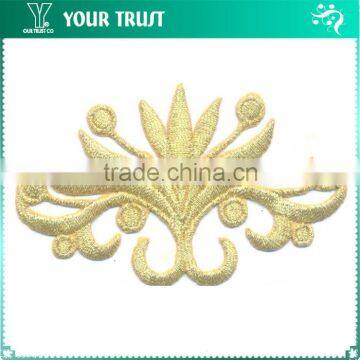 Gold Metallic Smiling Face ron-on Embroidery Patches