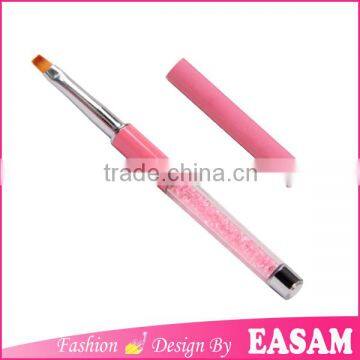 Hot pink color gel nail brush with rhinestone,kolinsky nail art gel brush