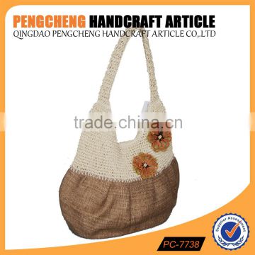 High quality wholesale promotion jute crochet beach bag women's handbag