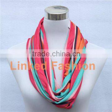 Hot Sale ! Fashion winter sexy ladies striped cotton jersey infinity scarf