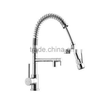 Dual spout mixer pull out kitchen mixer