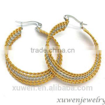Two Tone Gold Plated Surgical Steel Girls Stylish Earrings Quality Choice photo-3