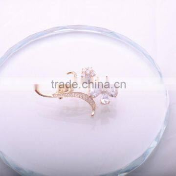 Zhejiang Wholesale Women Crystal Silk Flower Gold&Silver Plated Alloy Brooch Pin Banquet Party // photo-5