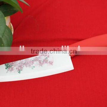 6" Pattern ceramic knife Chef Knife with printing stained paper flower on white blade
