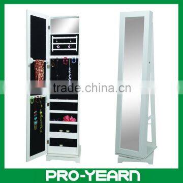 Full-length Rotating Wooden Mirrored Jewelry Cabinet Chinese Furniture with Rotatable Turnplate Base for Dressing and Cosmetic