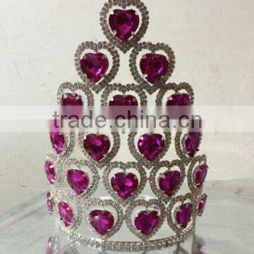 Pink heart rhinestone Valentine's Crown