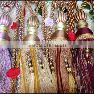 NEW Elegant curtain tiebacks ,tassel crystal curtain tieback hooks,decorative cord tieback tassel