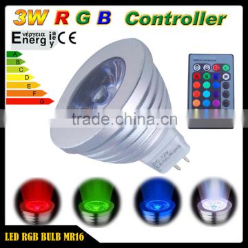 Multicolor MR16 3W RGB LED Light Bulb Lamp DC 12V 16 Colors 5 Modes IR Remote