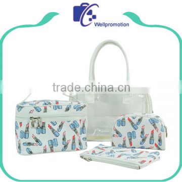 4 pieces travel canvas cosmetic makeup bag sets