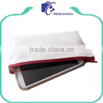 Fashion Small Size White Canvas Zipper Cosmeitc Pouch Cosmetic Bag photo-2