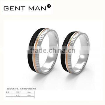 316L Stainless Steel Jewelry Carbon Fiber Silver Rings for couples