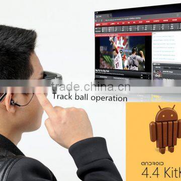 Factory direct sales 98inch Virtual Display full hd 1080p 3D Video Glasses with android 4.4, wifi,8GB flash,32GB TF cards