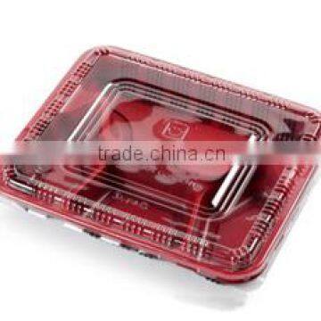 Food grade PP Red & Black 4 compartment food container ,lunch box