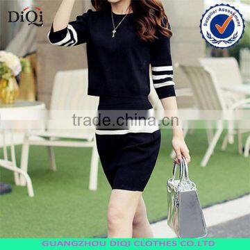 womens bodycon knitted striped sweater skirts and pullover sweater