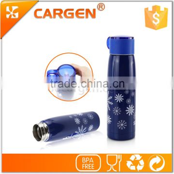 Temperature induction double wall stainless steel vacuum bottle