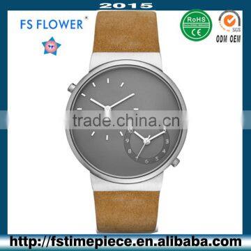 FS FLOWER - Dual Time Fashion Watch Quartz Movt Stainless Steel Back Watch 3 ATM Water Resistant