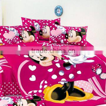 cute and vivid cartoon 100%cotton reactive printed bedding sets,minnie duvet cover