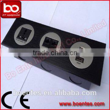 Aluminum Alloy Panel Wall Mount Hotel Multiple AV Socket Panel With Bottom Box for Office Electrical Plugs