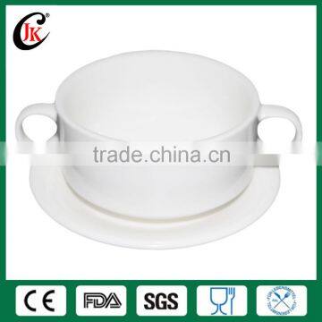 Wholesale white custom logo printing ceramic soup cup with saucer