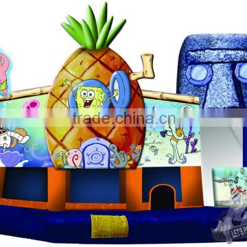 SpongeBob 3d Inflatable 5 In 1 Combo/spongebob inflatable water slide bounce house