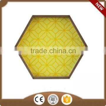 yellow hexagon thin wooden tray
