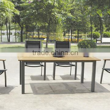 wooden garden furniture teak top table with fabric chairs